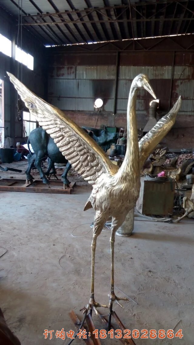 铸铜仙鹤雕塑公园动物铜雕 