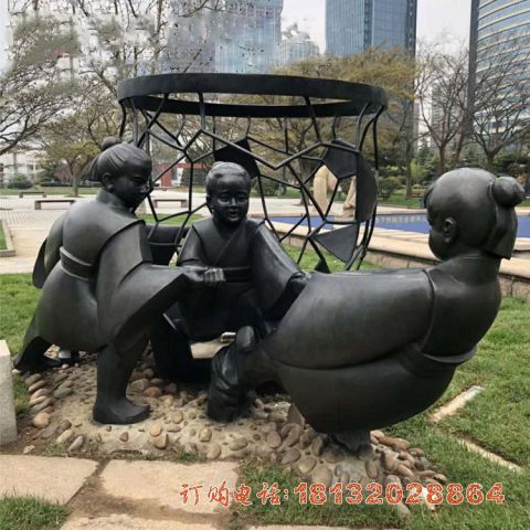 铸铜公园司马光砸缸儿童雕塑