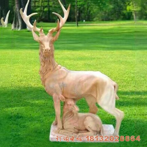 石雕鹿动物雕塑